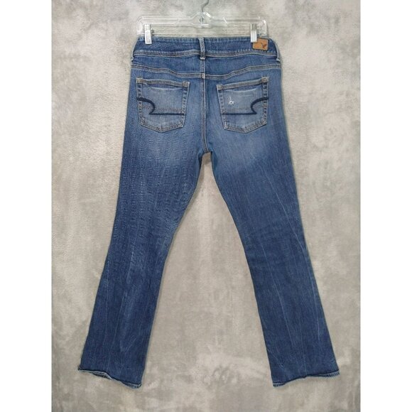 American Eagle Jeans Womens 6 Blue Denim Kick Boot Distressed Medium Wash - Picture 2 of 9